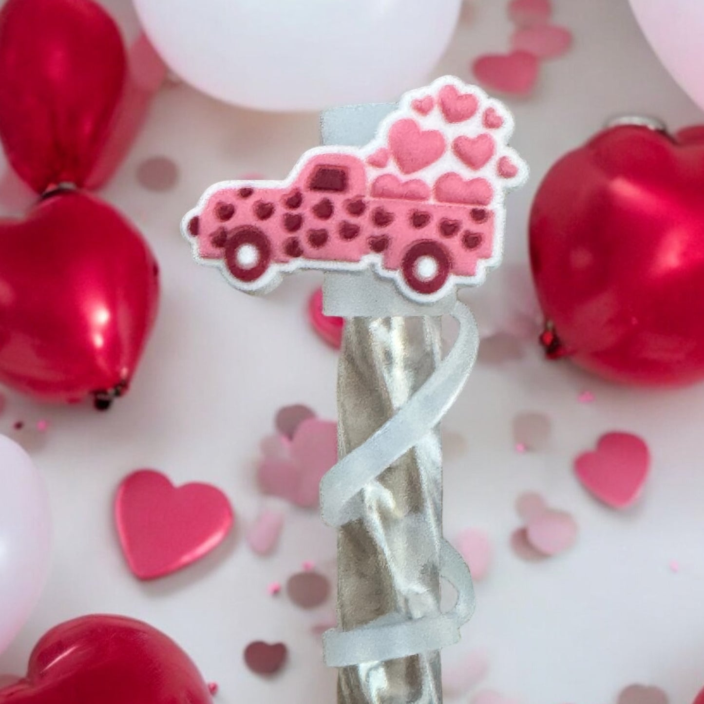 Pink Love Truck | Straw Topper 10mm
