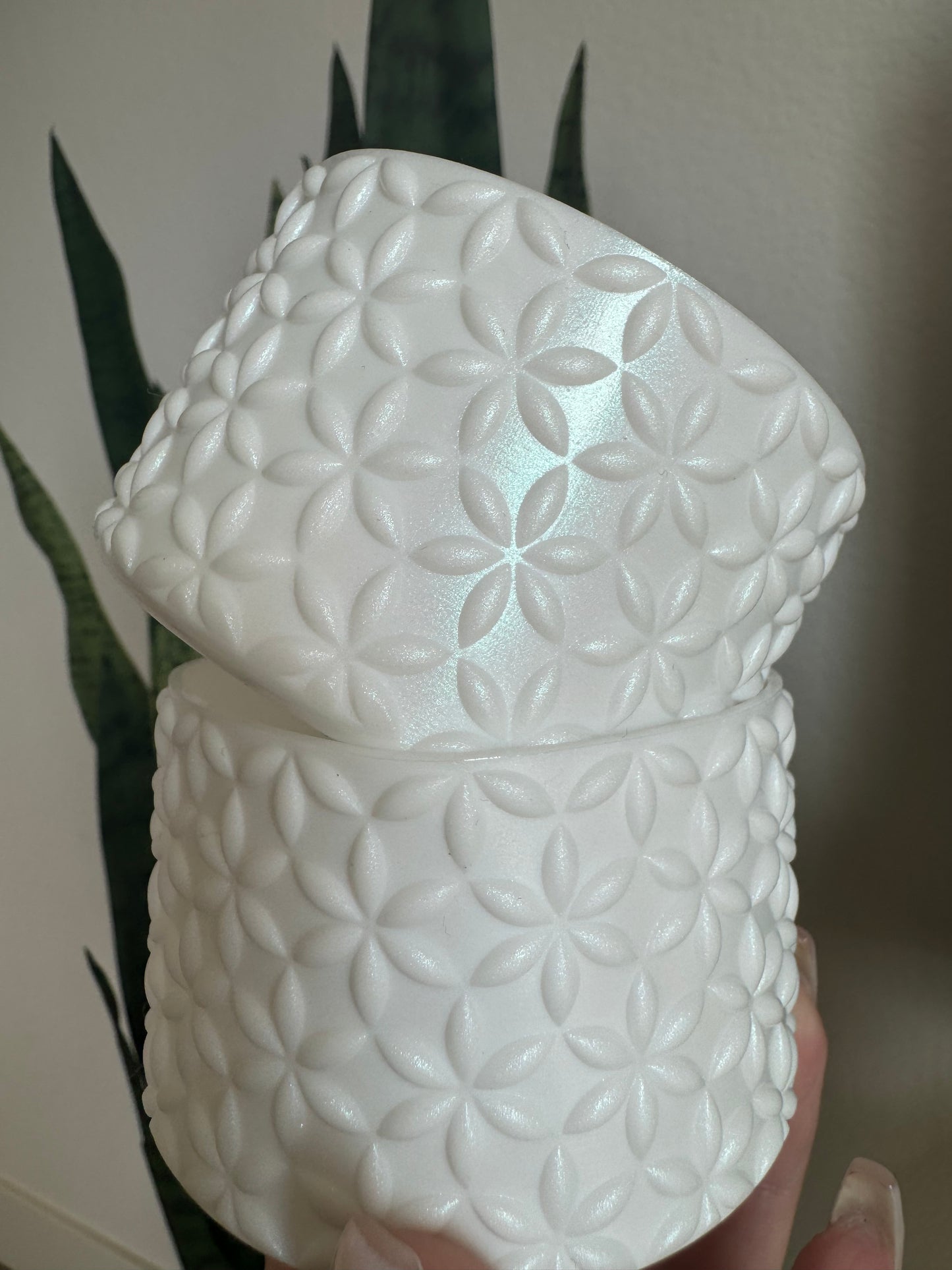 White Shimmer | FLORA | Silicone Tumbler Boot