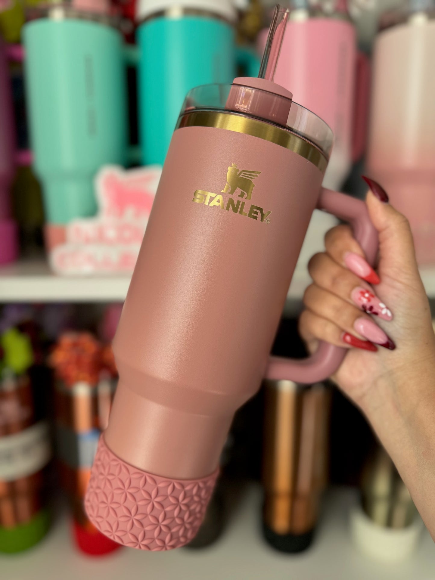 Antique Pink Matte | Flora | Silicone Tumbler Boot