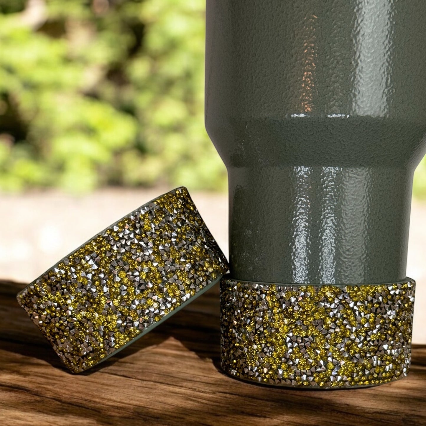 Periodot & Gunmetal Gemstone | Silicone Tumbler Boot