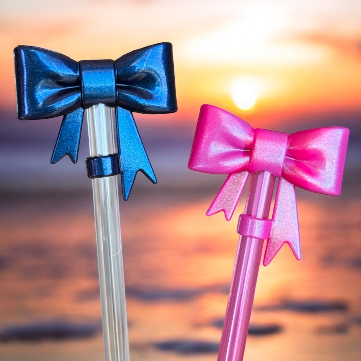 3D Chroma & Icon Pink MIx Shimmer Bundle | 2 Bow Set | Straw Topper 10mm