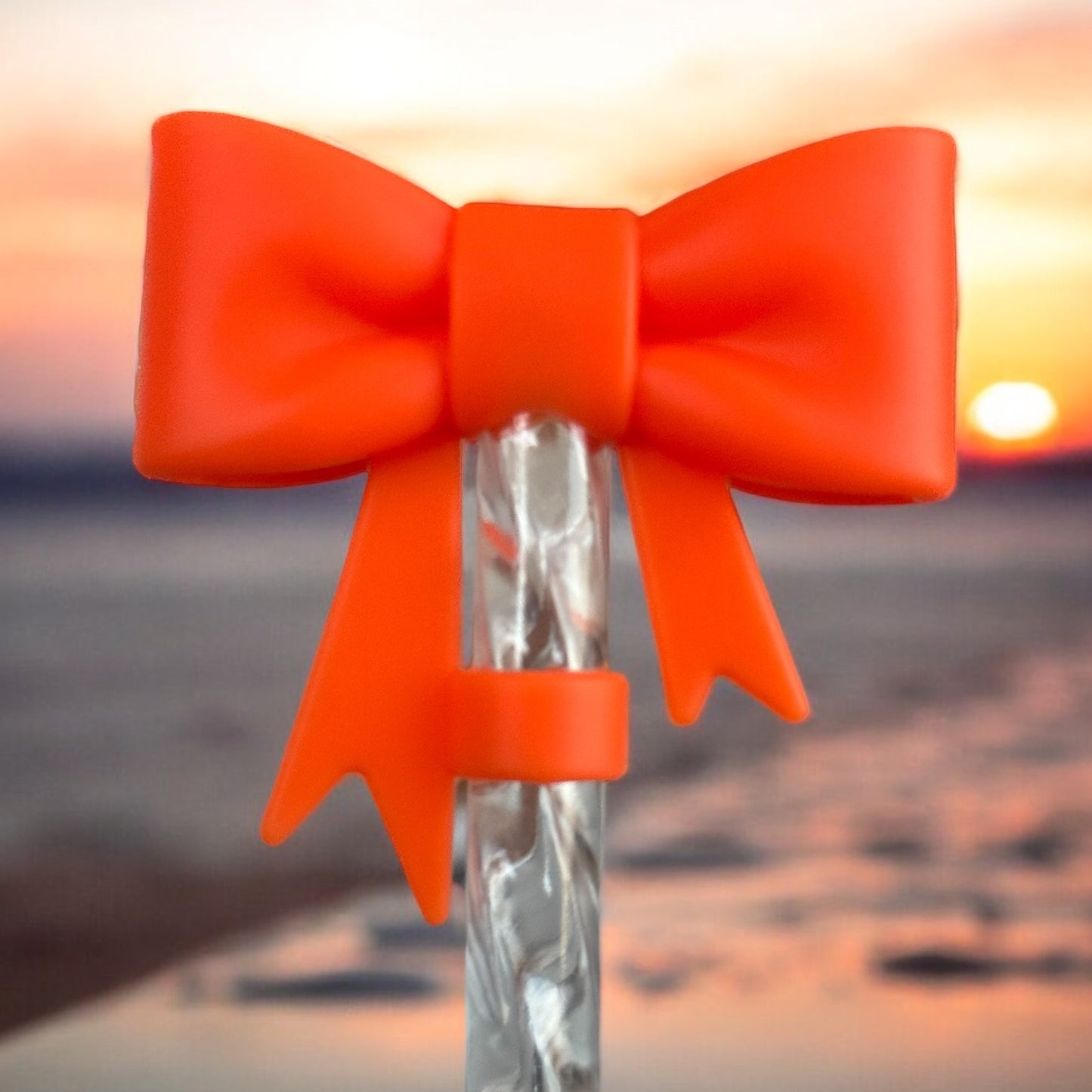 3D Orange Bow | Straw Topper 10mm