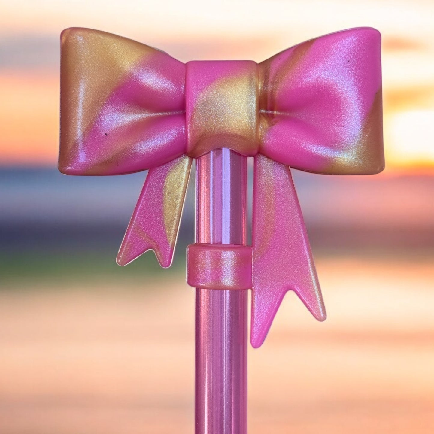 3D Glinda & Gold | Shimmer | 3D BOW | Straw Topper 10mm