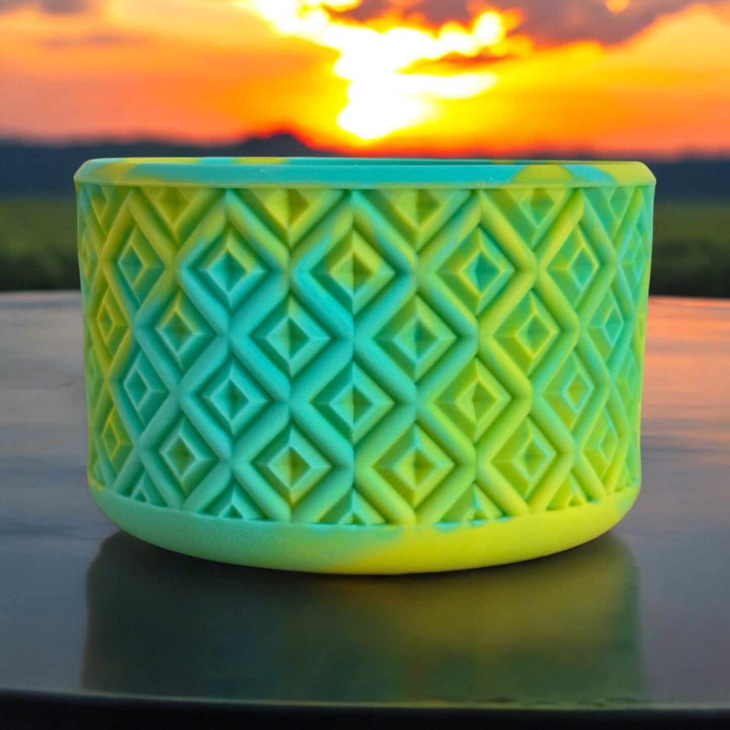 Teal & Lime Diamonds | Silicone Tumbler Boot