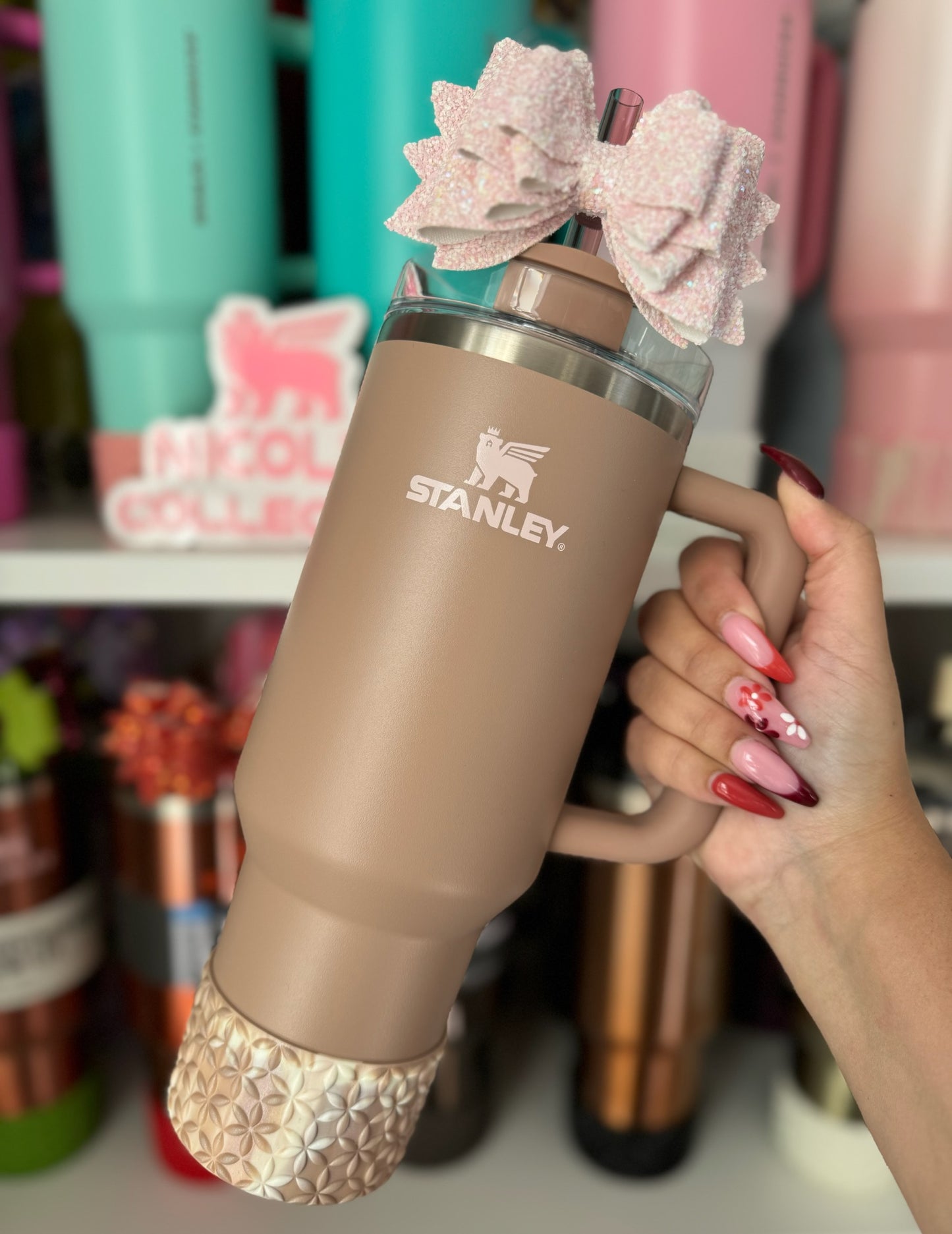 Almond Rose Shimmer | FLORA | Silicone Tumbler Boot