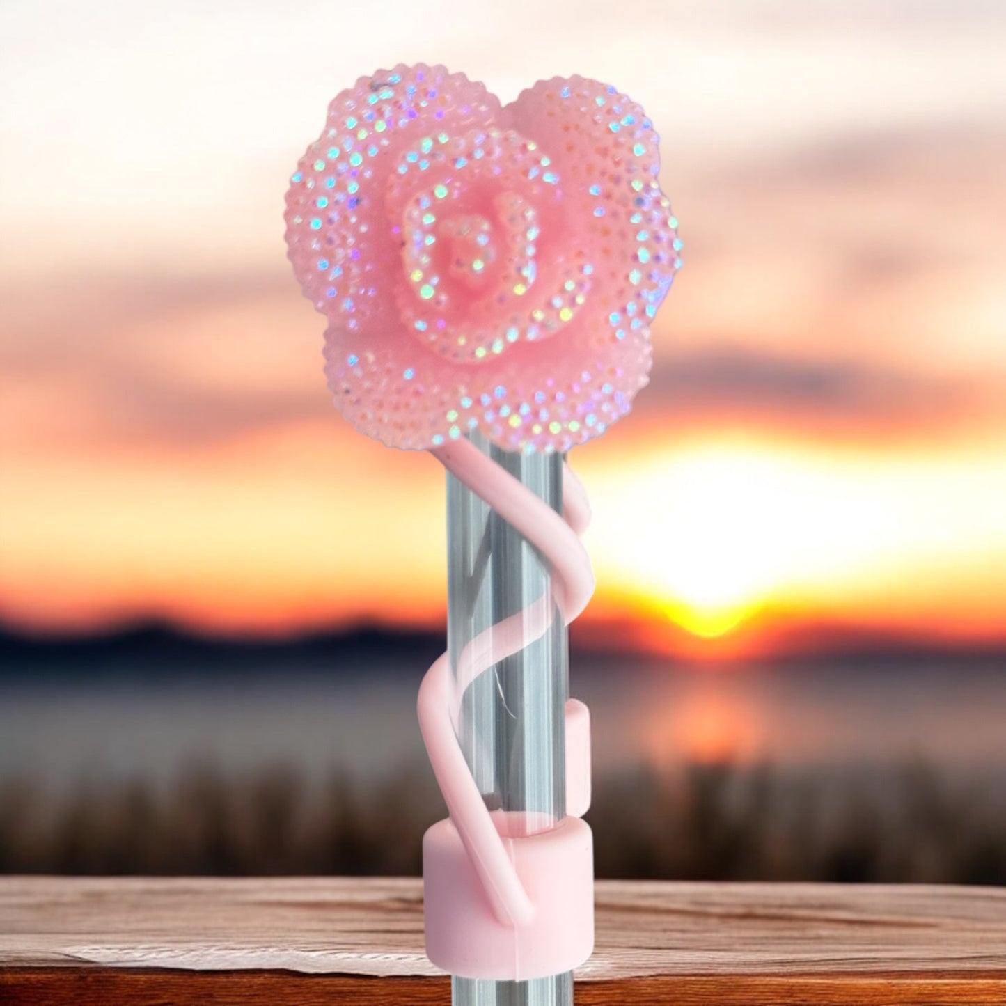Light Pink Glitz | ROSE | 10mm Straw Topper