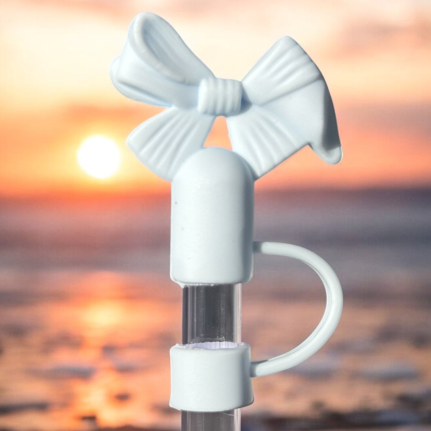 Coquette Pale Blue Bow | Straw Topper | 10mm