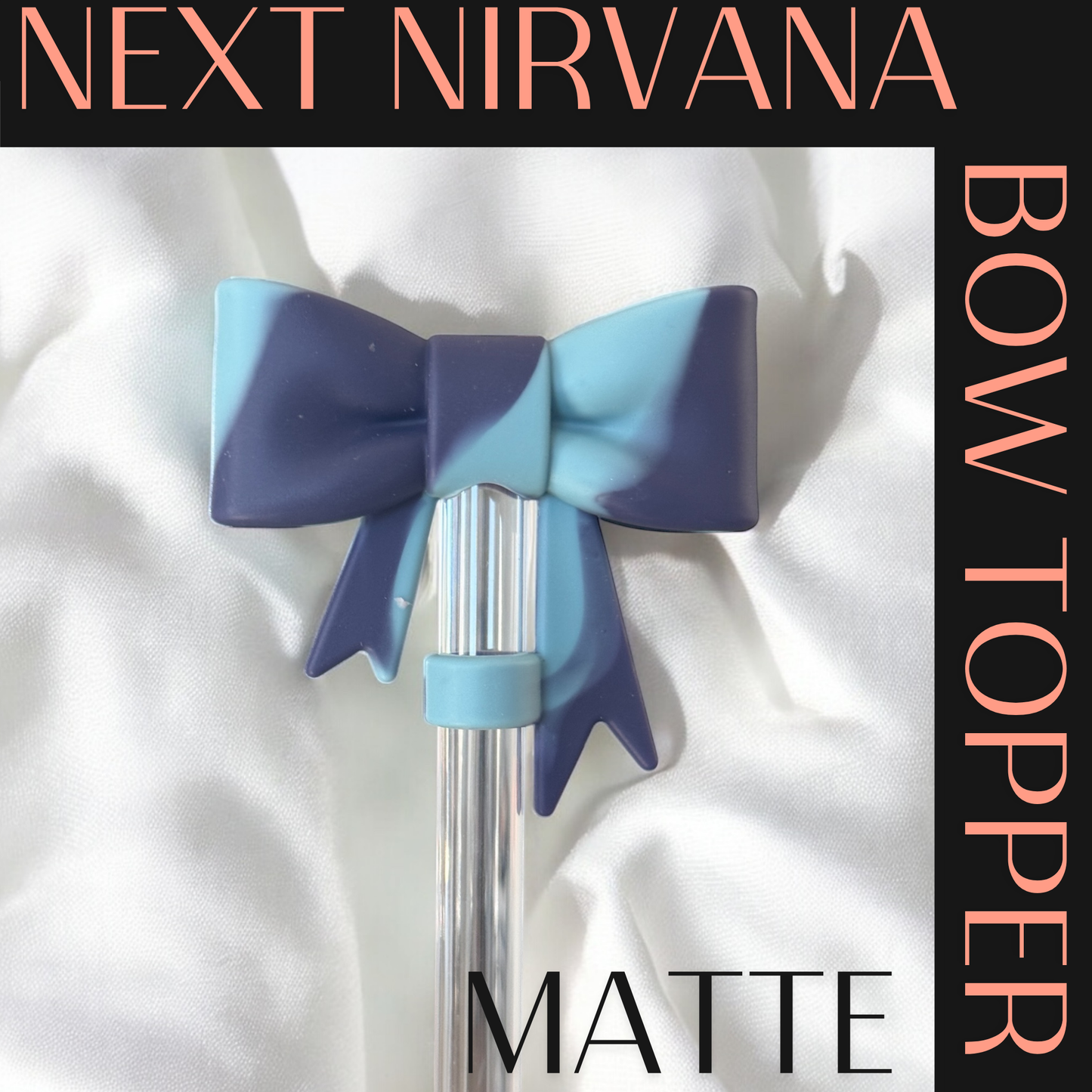 Blue Me Away | Matte | Agave | 3D Bow | Straw Topper 10mm