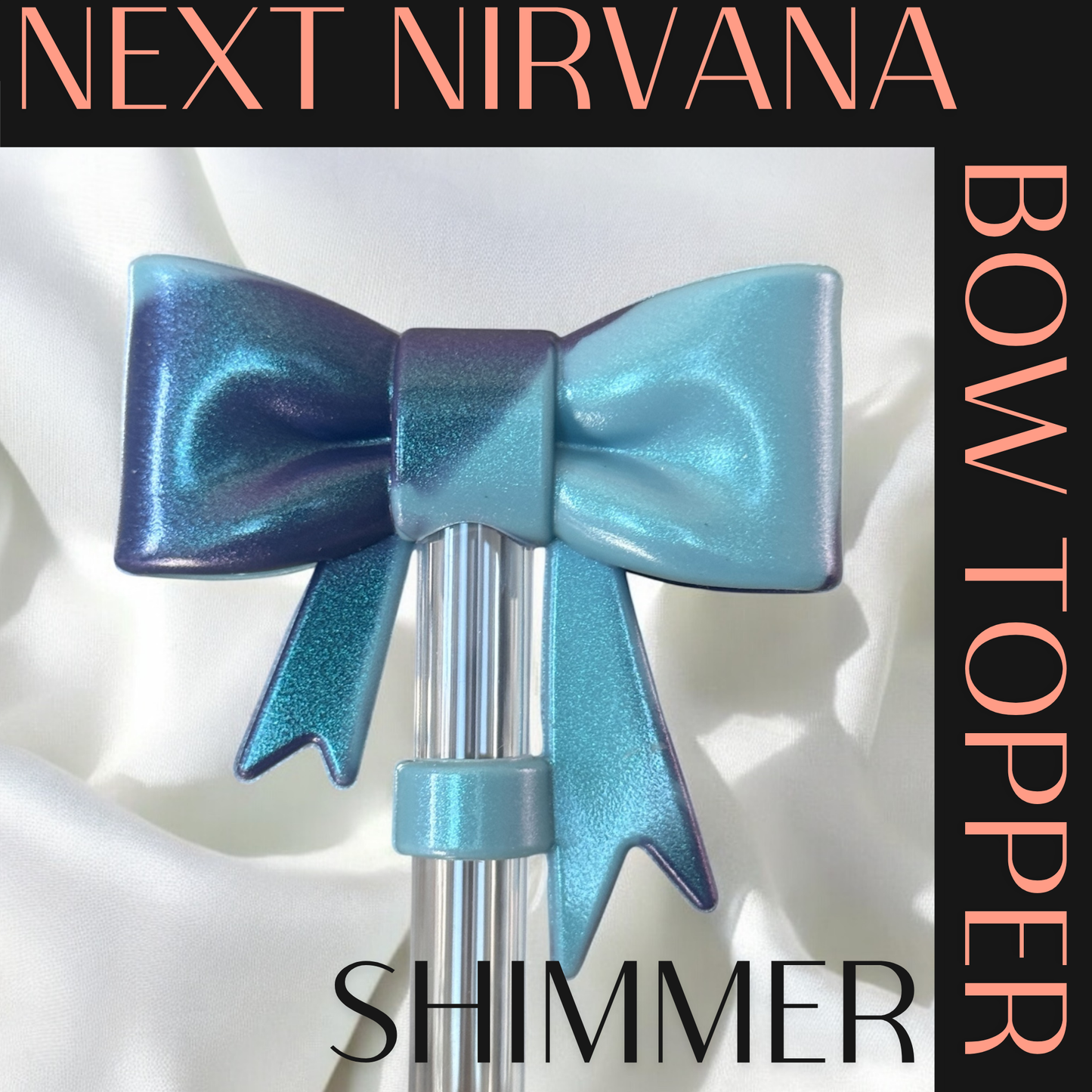 Blue Me Away | Shimmer | Agave | 3D Bow | Straw Topper 10mm