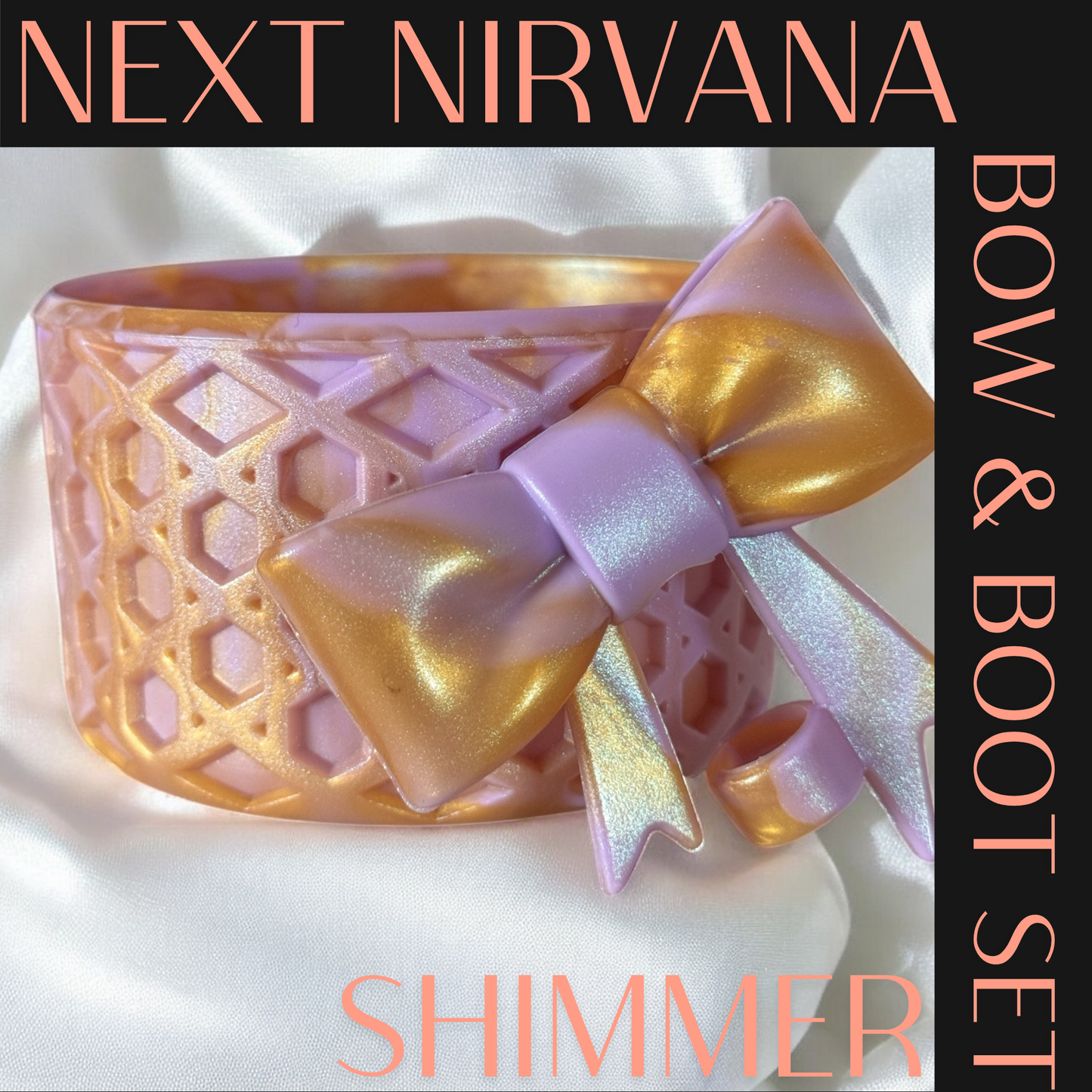 Happy Thoughts | Lavender | Gold | WAFFLE | 3D Bow & Boot Set
