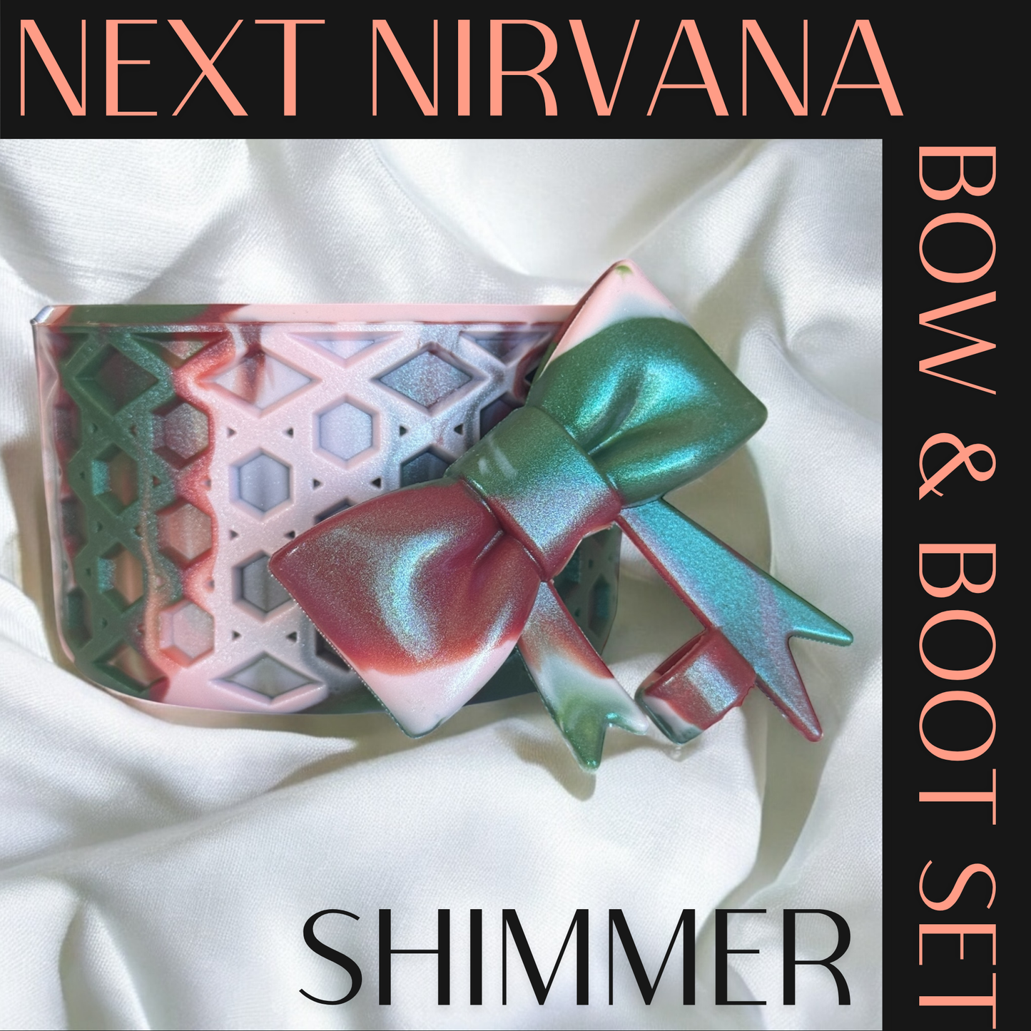 Watermelon Moonshine | Shimmer | WAFFLE | 3D Bow & Boot Set