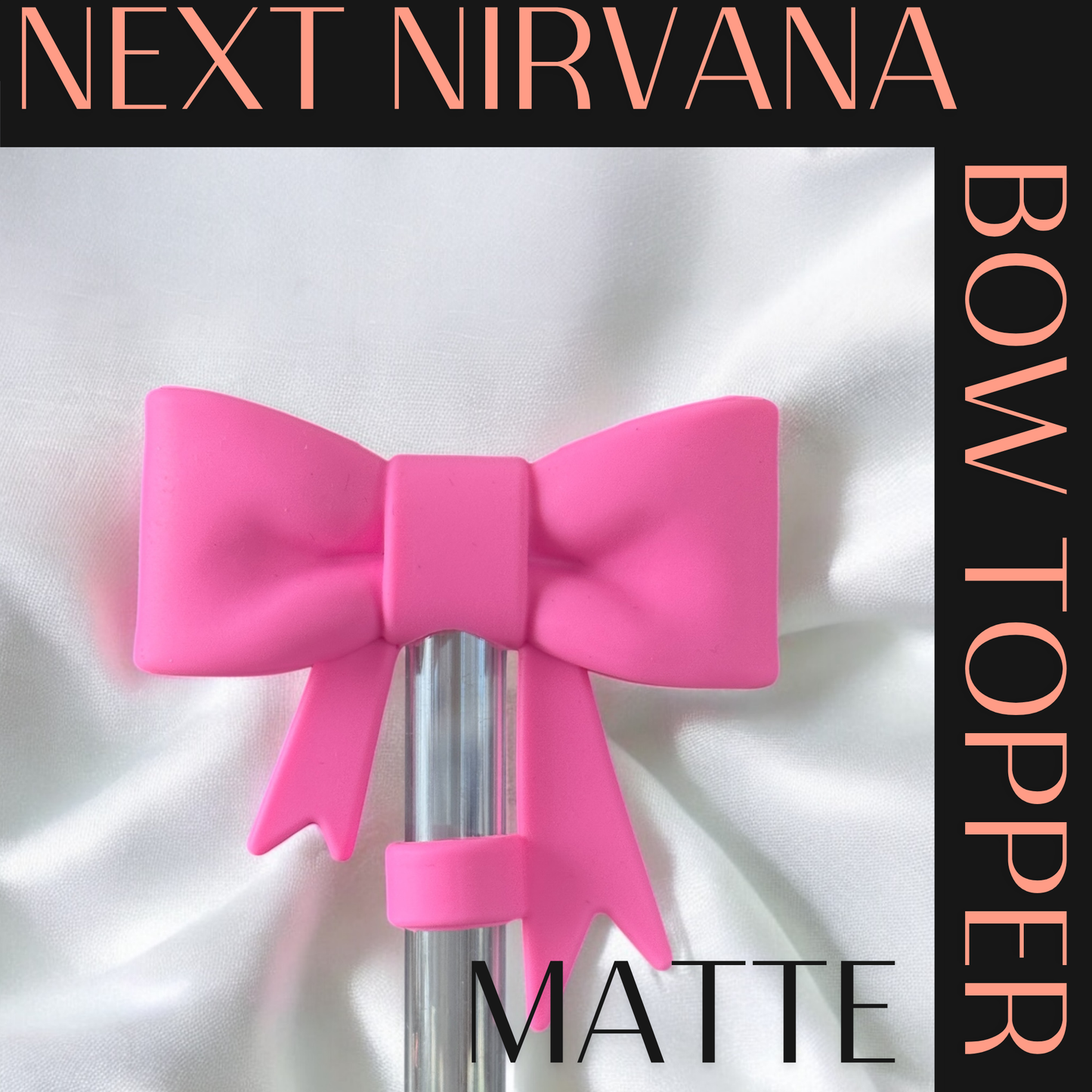 Malibu Pink Matte | 3D Bow | Straw Topper 10mm