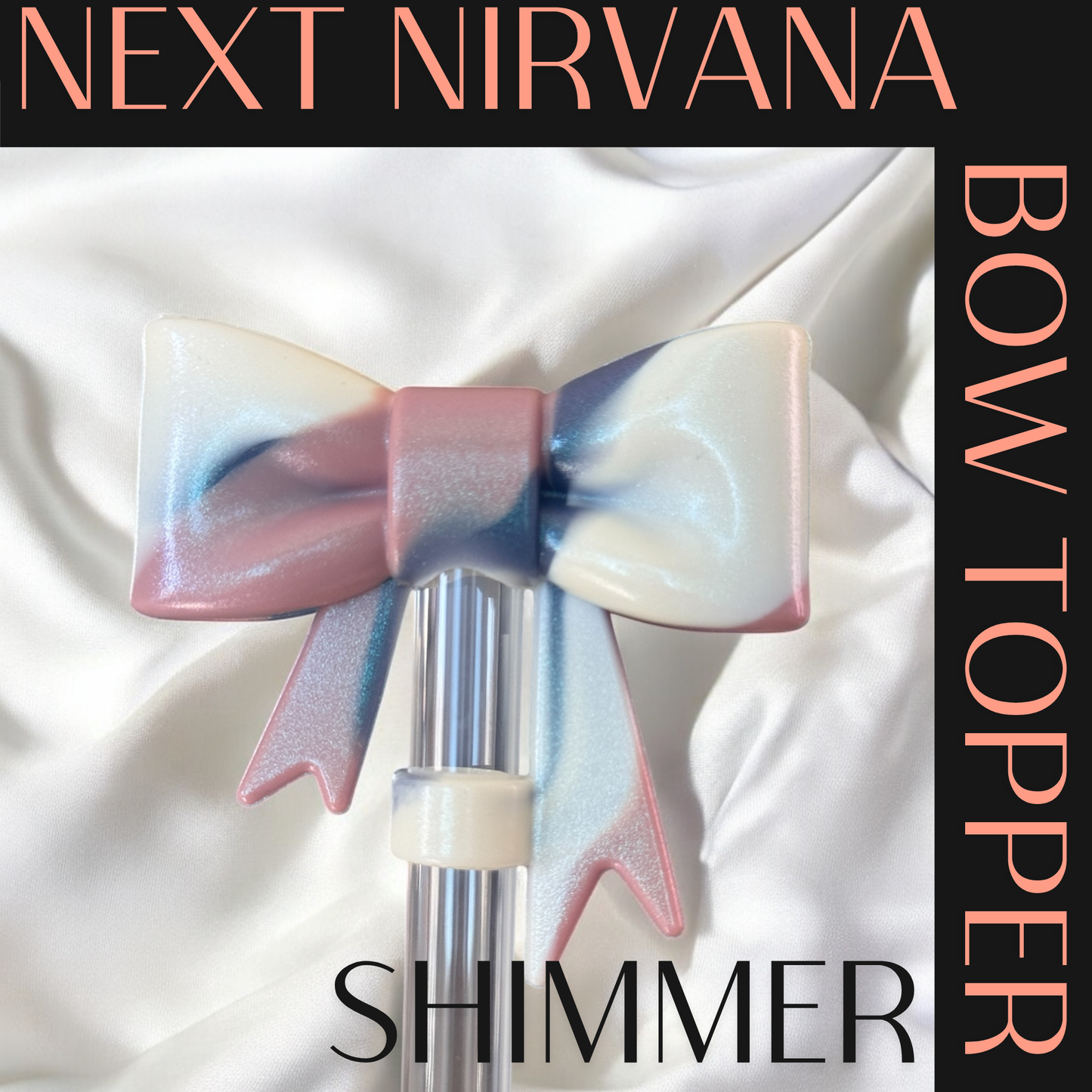Smoke Showdown | Shimmer | Navy & Rose | 3D Bow | Straw Topper 10mm