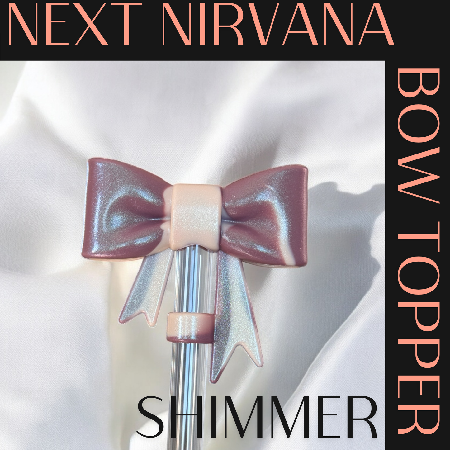 Barely Bothered | Shimmer | Rose Quartz | 3D Bow | Straw Topper 10mm