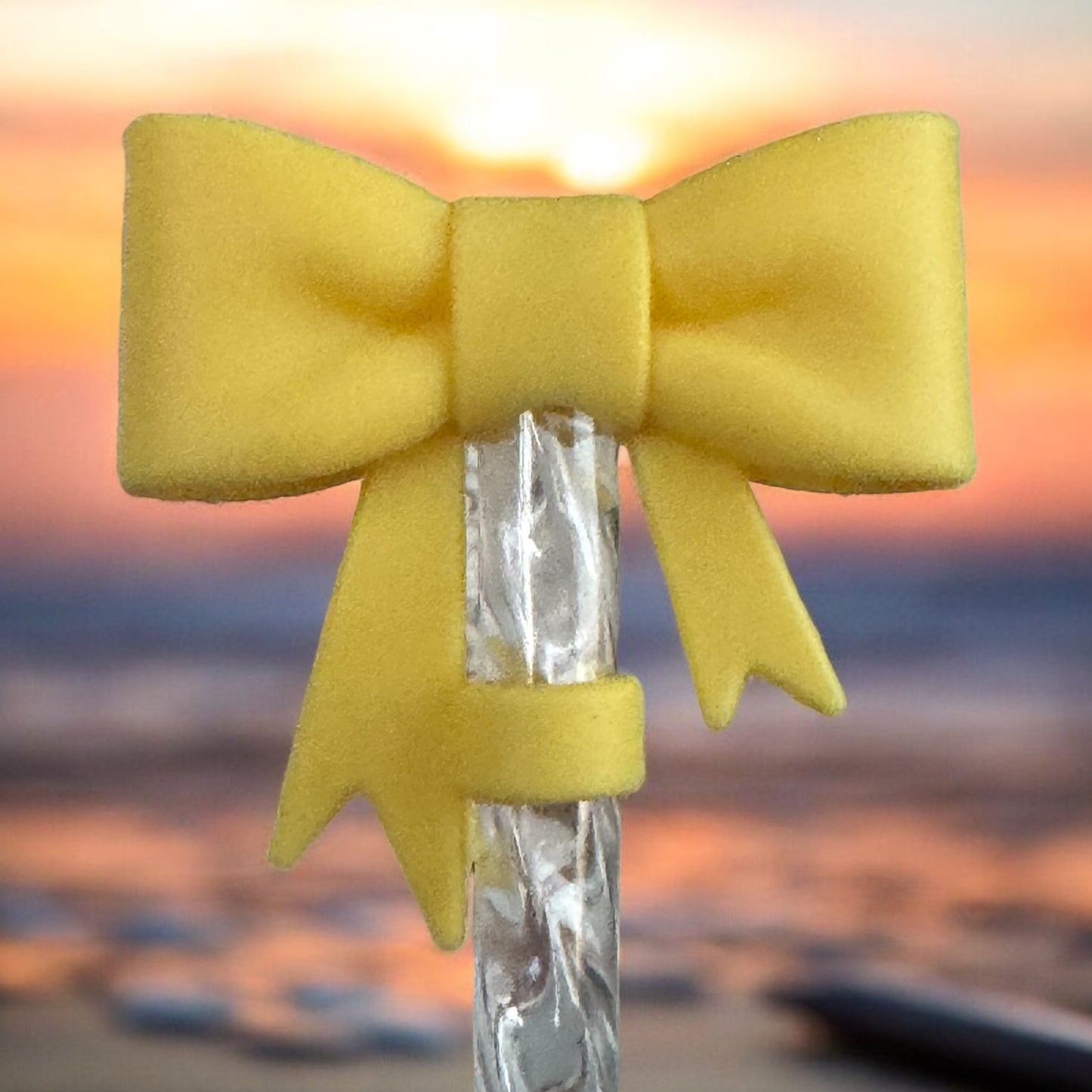3D Yellow Bow | Straw Topper 10mm