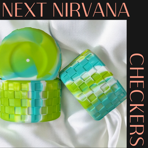 Teal & Lime Checkers | Silicone Tumbler Boot
