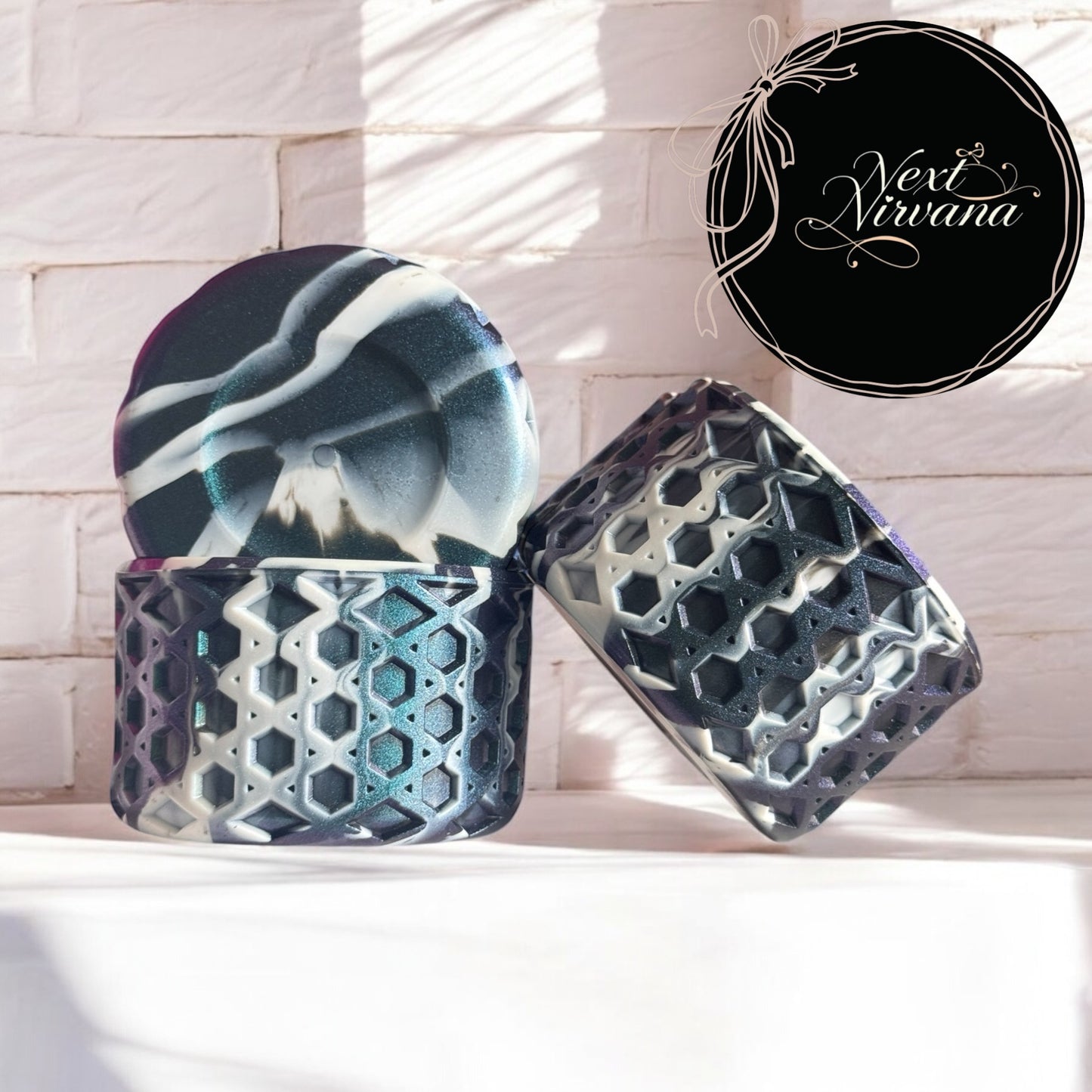 Mermaid & White Shimmer | WAFFLE | Silicone Tumbler Boot