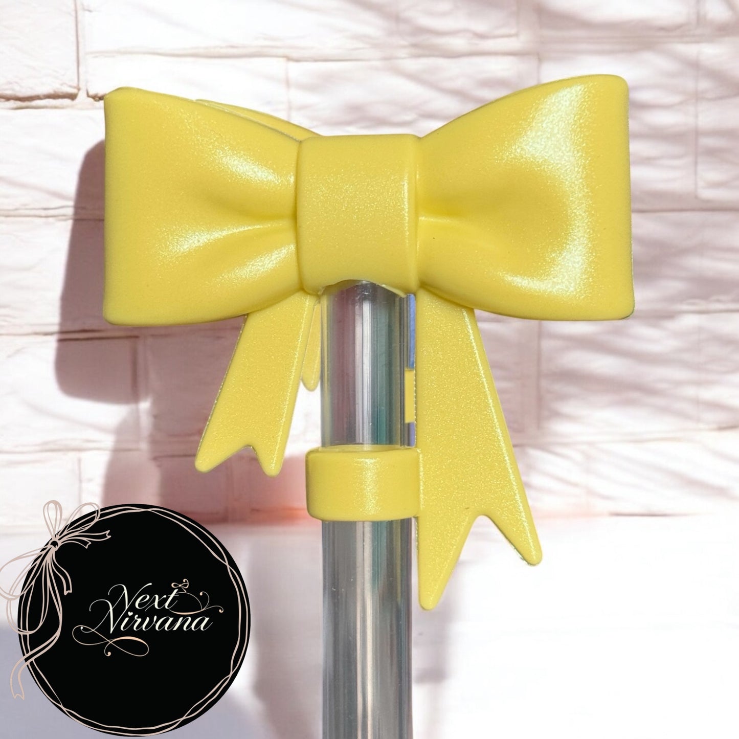 3D Pomelo Yellow Shimmer | BOW | Straw Topper 10mm