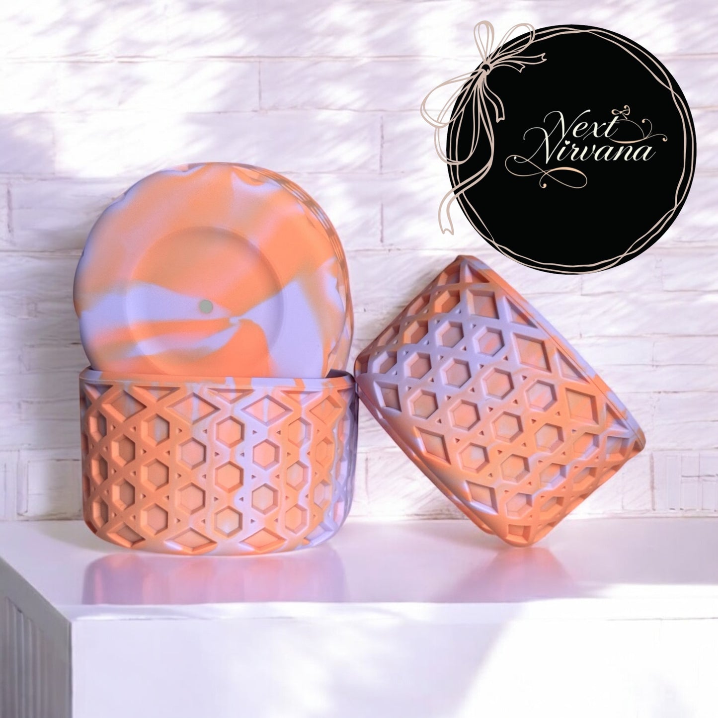 Lavender & Peach | WAFFLE | Silicone Tumbler Boot