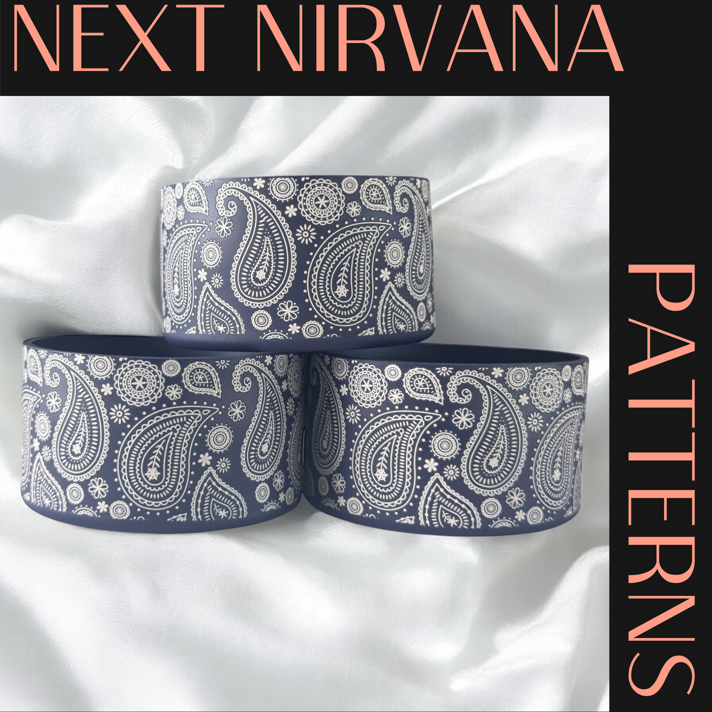 Navy Paisley | Silicone Tumbler Boot