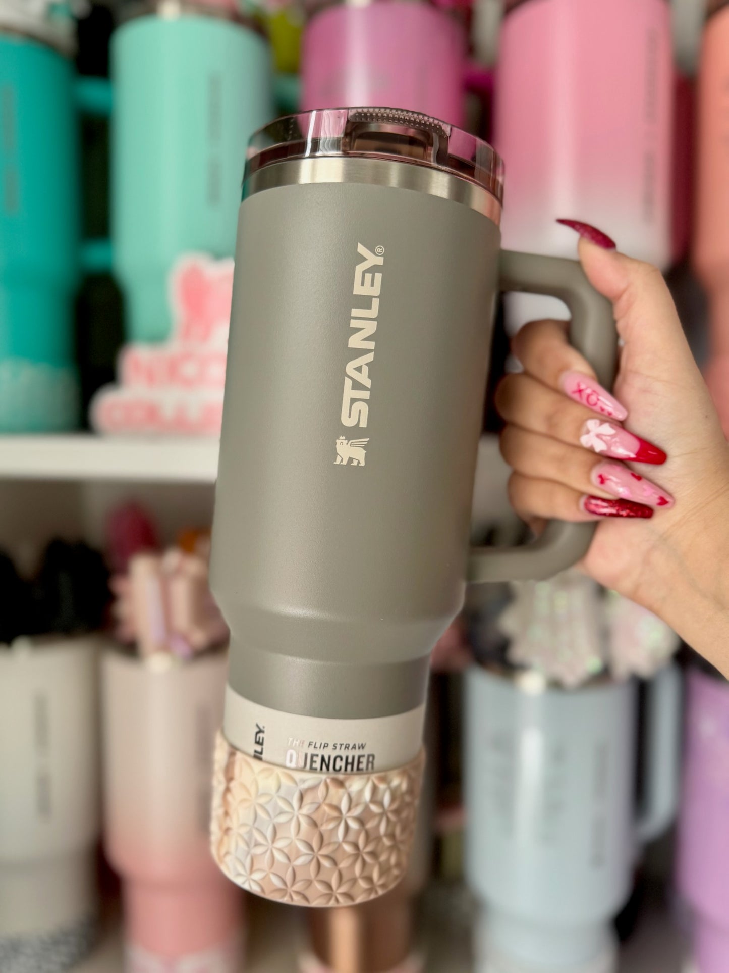 Almond Rose Swirl Matte | FLORA | Silicone Tumbler Boot