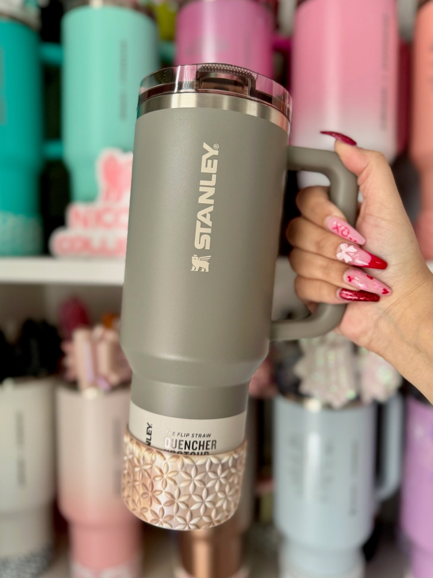 Almond Rose Shimmer | FLORA | Silicone Tumbler Boot