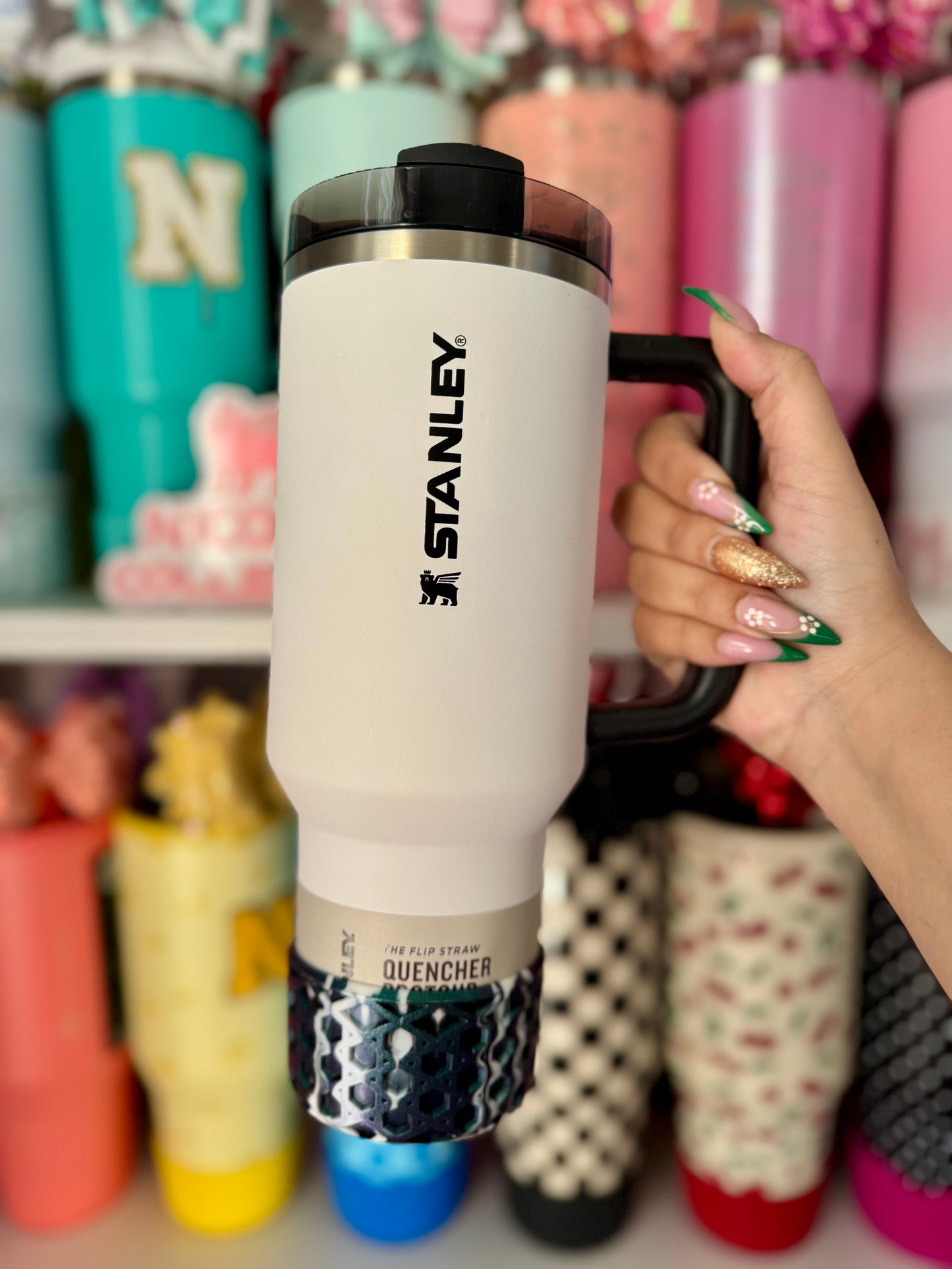 Mermaid & White Shimmer | WAFFLE | Silicone Tumbler Boot