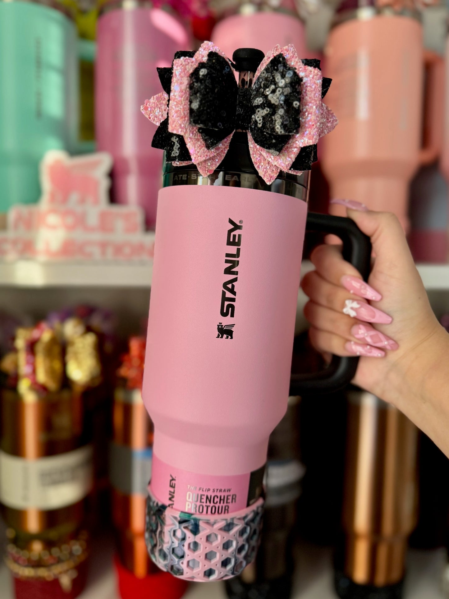 Light Pink & Black | Messi | WAFFLE | Silicone Tumbler Boot