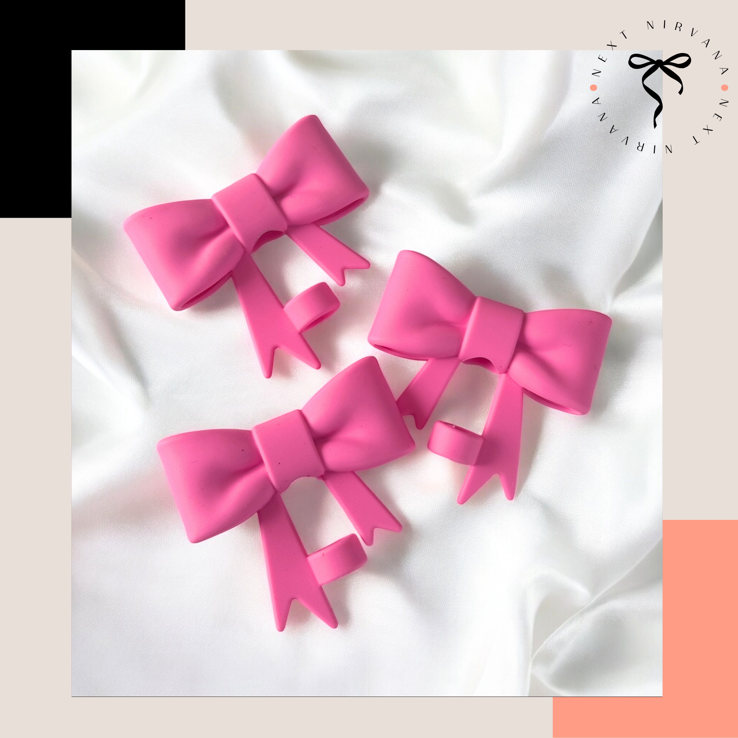 Malibu Pink Matte | 3D Bow | Straw Topper 10mm