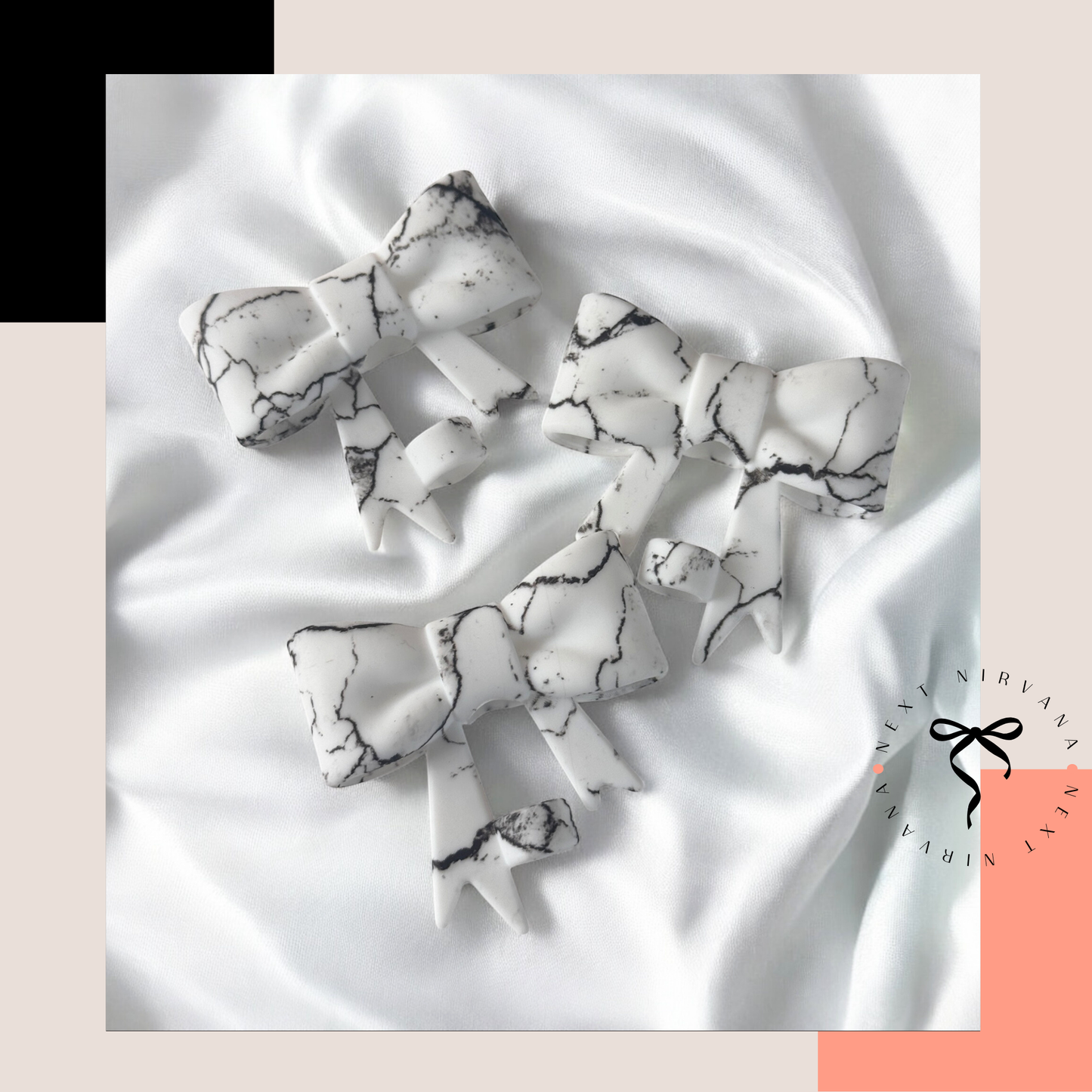 Marble | 3D Bow | Straw Topper 10mm