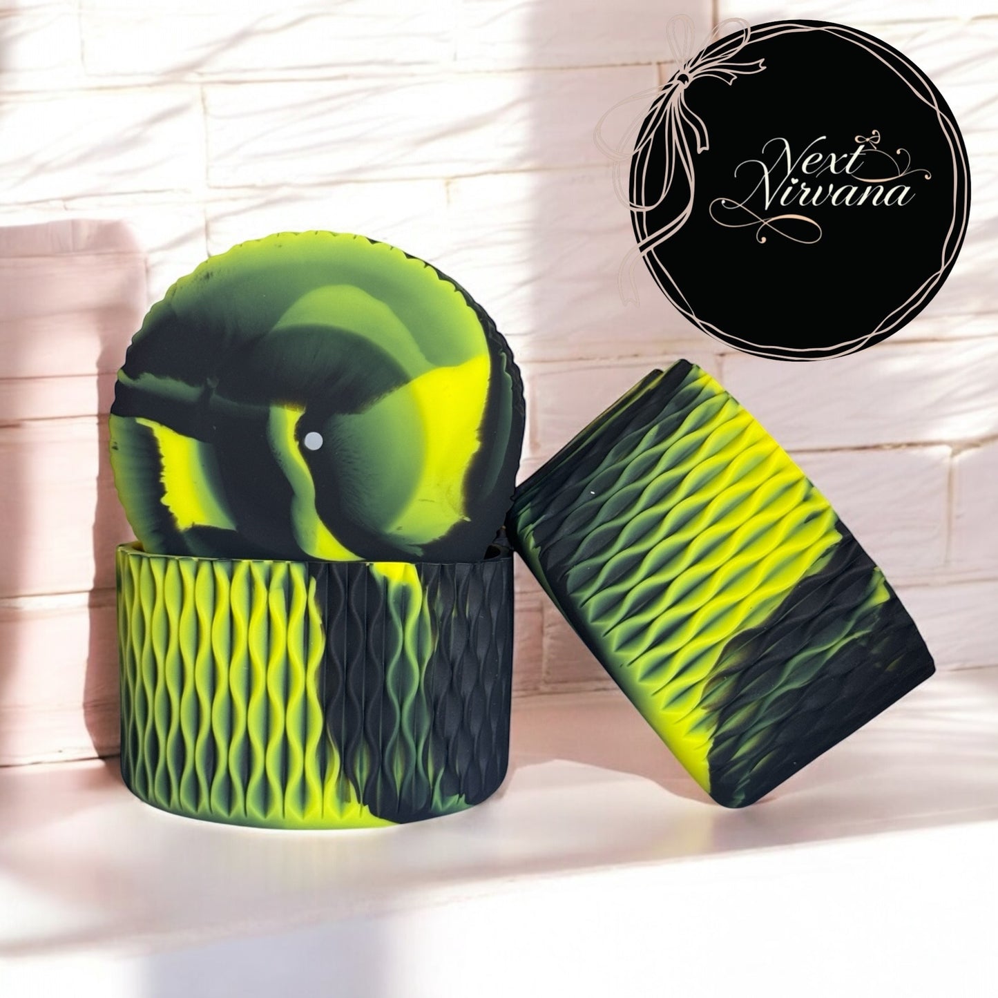 Neon Lime & Black | GHOST | Waves | Silicone Tumbler Boot