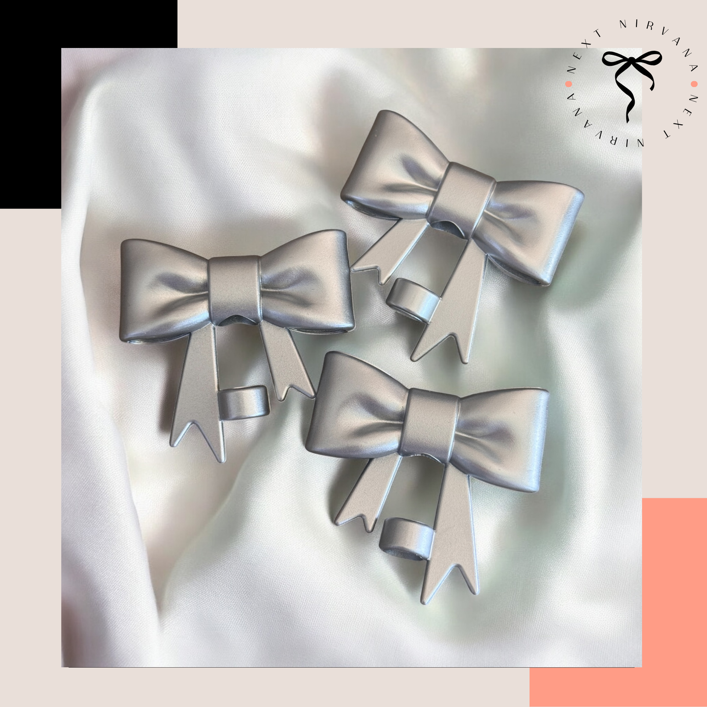 Silver Metallic | 3D BOW | Straw Topper 10mm