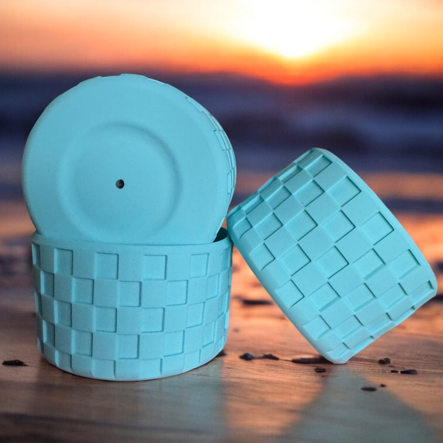 Aqua Blue Checkers | Silicone Tumbler Boot