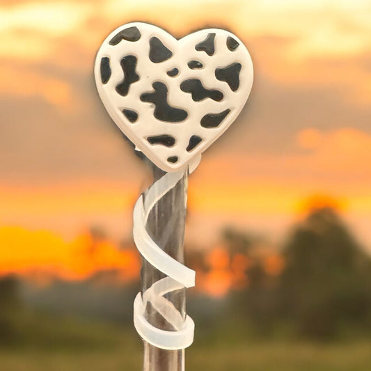 Cowprint Heart | Straw Topper 10mm