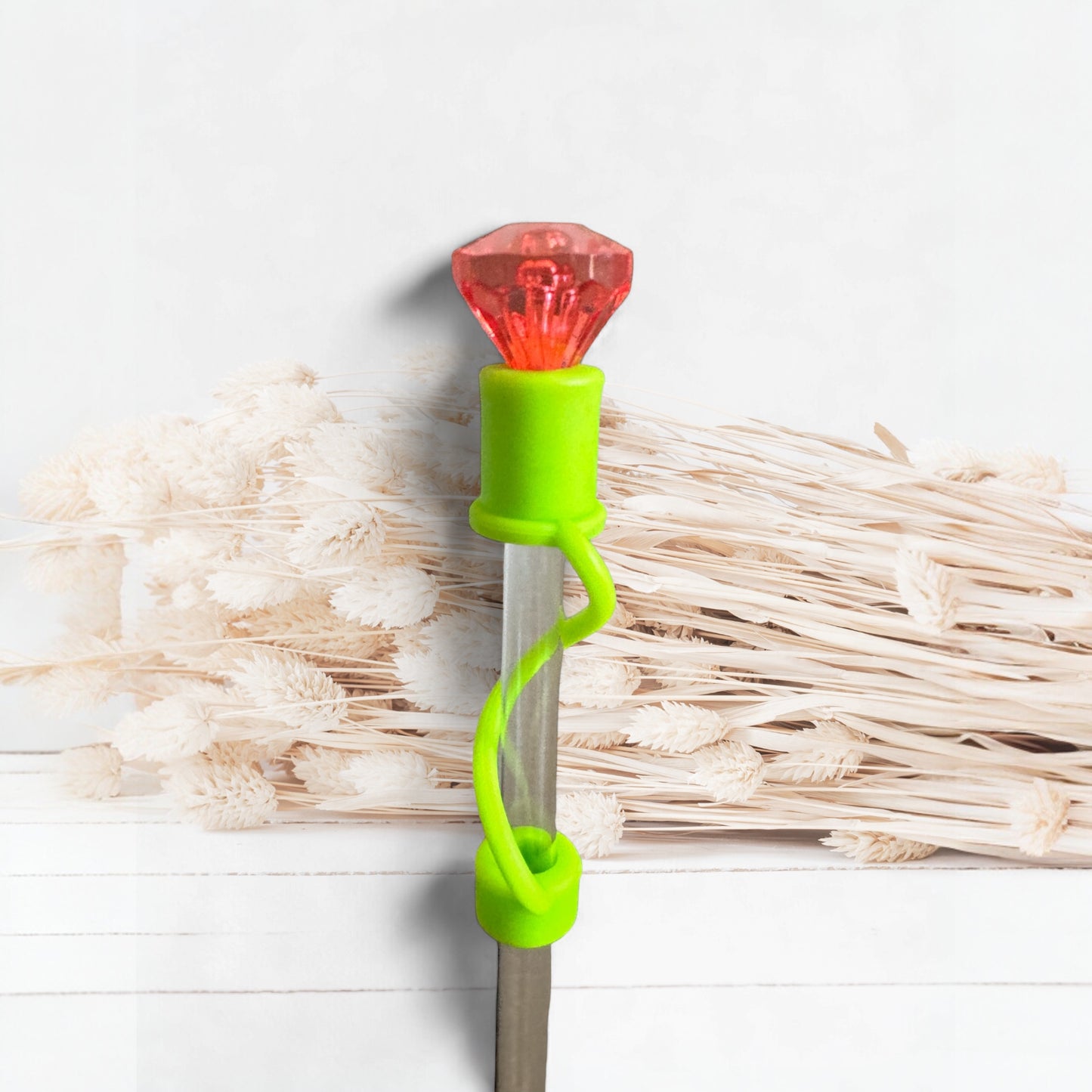 Red Diamond | Lime Silicone | Interchangeable Straw Topper 10mm