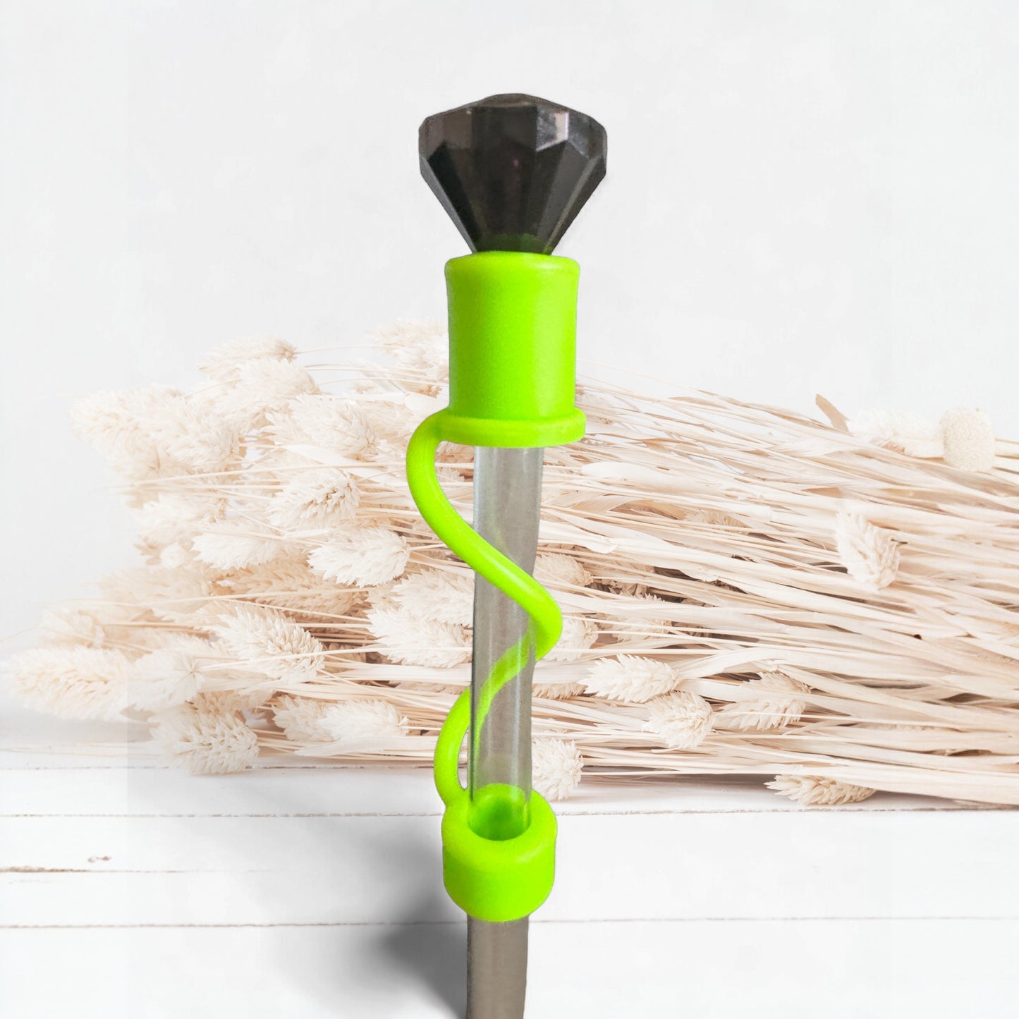 Blacked Out Diamond | Lime Silicone | Interchangeable Straw Topper 10mm