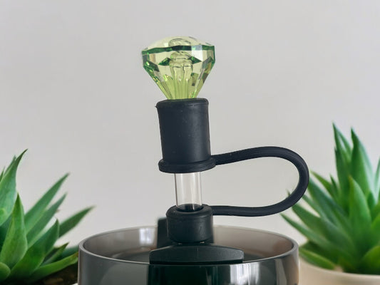 Lime Diamond | Black Silicone | Interchangeable Straw Topper 10mm