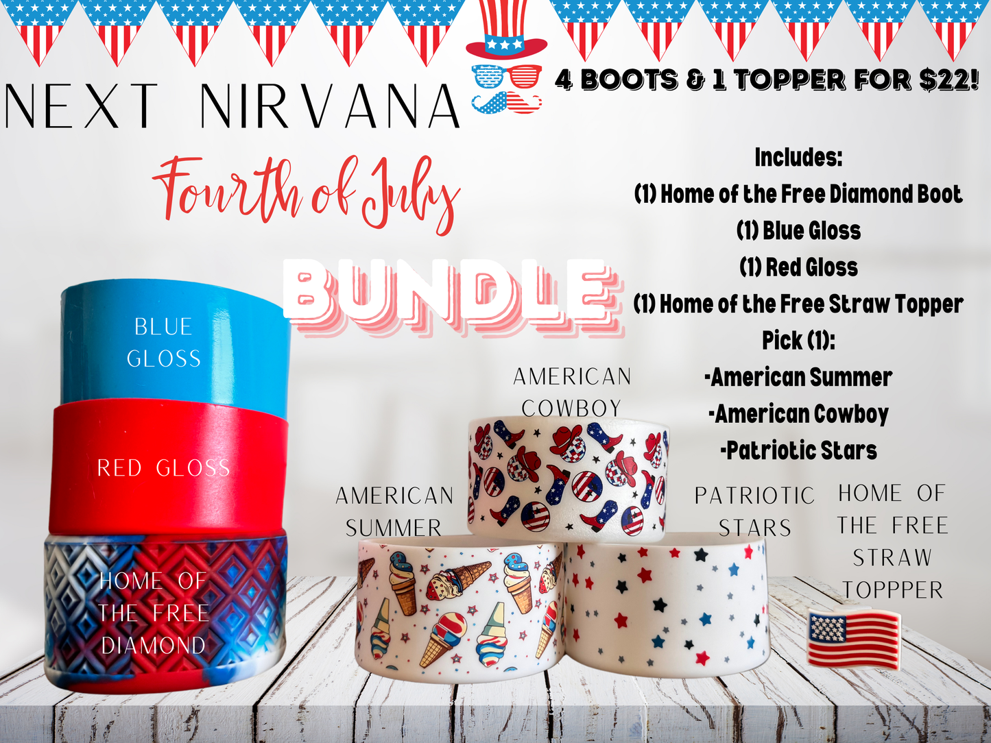 Fourth of July Bundle | Silicone Tumbler Boot