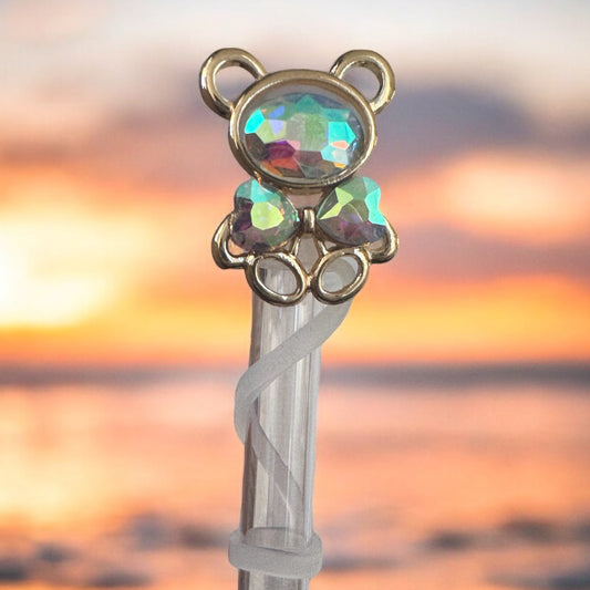 Iridescent Teddy Bear | Deluxe Straw Topper | 10mm