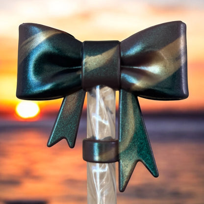 Mocha Latte Bow | Shimmer | Straw Topper 10mm