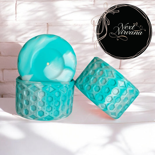 Teal & White Pearl | WAFFLE | Silicone Tumbler Boot