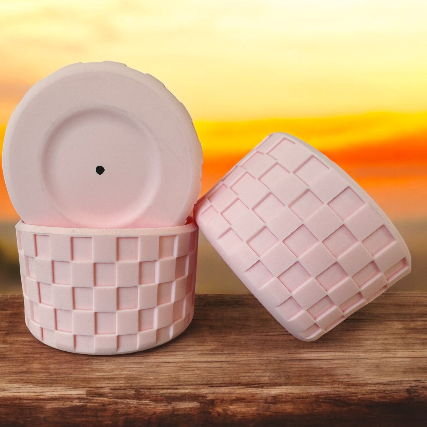 Blush Checkers | Silicone Tumbler Boot