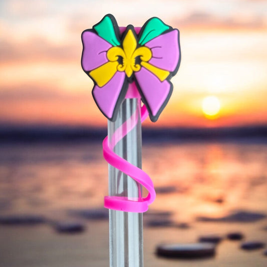 Mardi Gras Bow | Silicone | Straw Topper 10mm