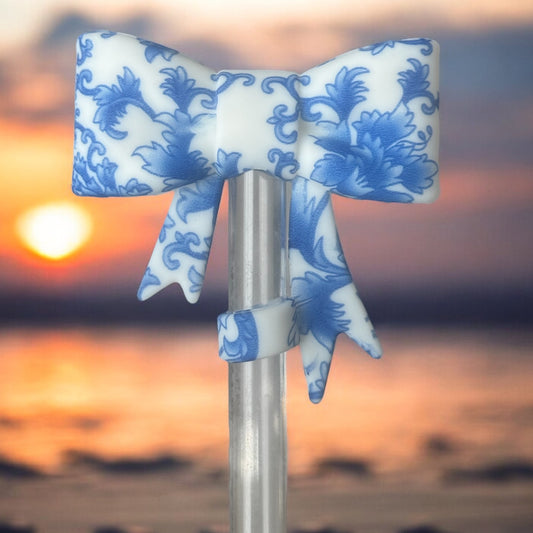 3D Blue Floral | Straw Topper 10mm