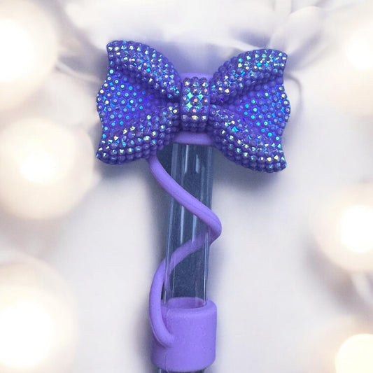 Lavender Glitz Bow | 10mm Straw Topper