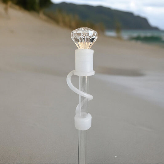 Clear Diamond | Clear Silicone | Interchangeable Straw Topper 10mm