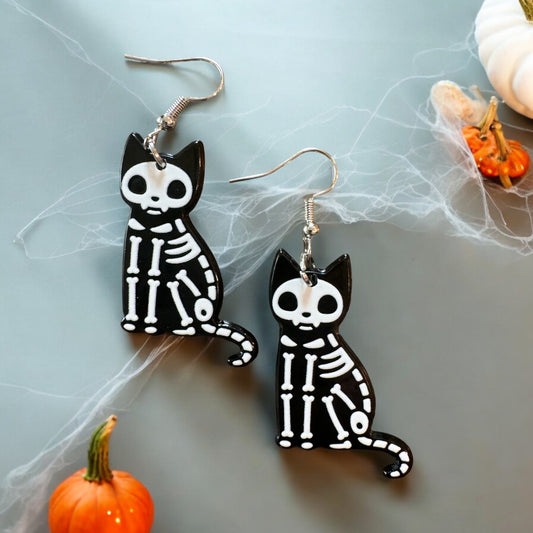 Skellie Cat | Acrylic Earrings