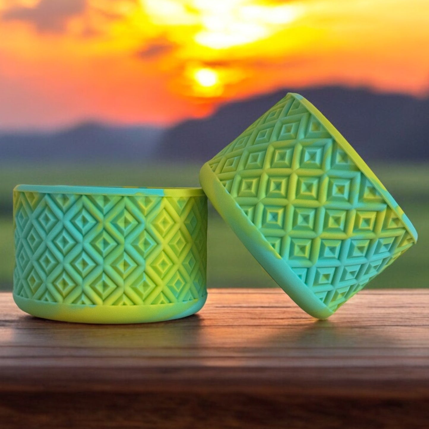 Tiffany & Lime Diamonds | Silicone Tumbler Boot