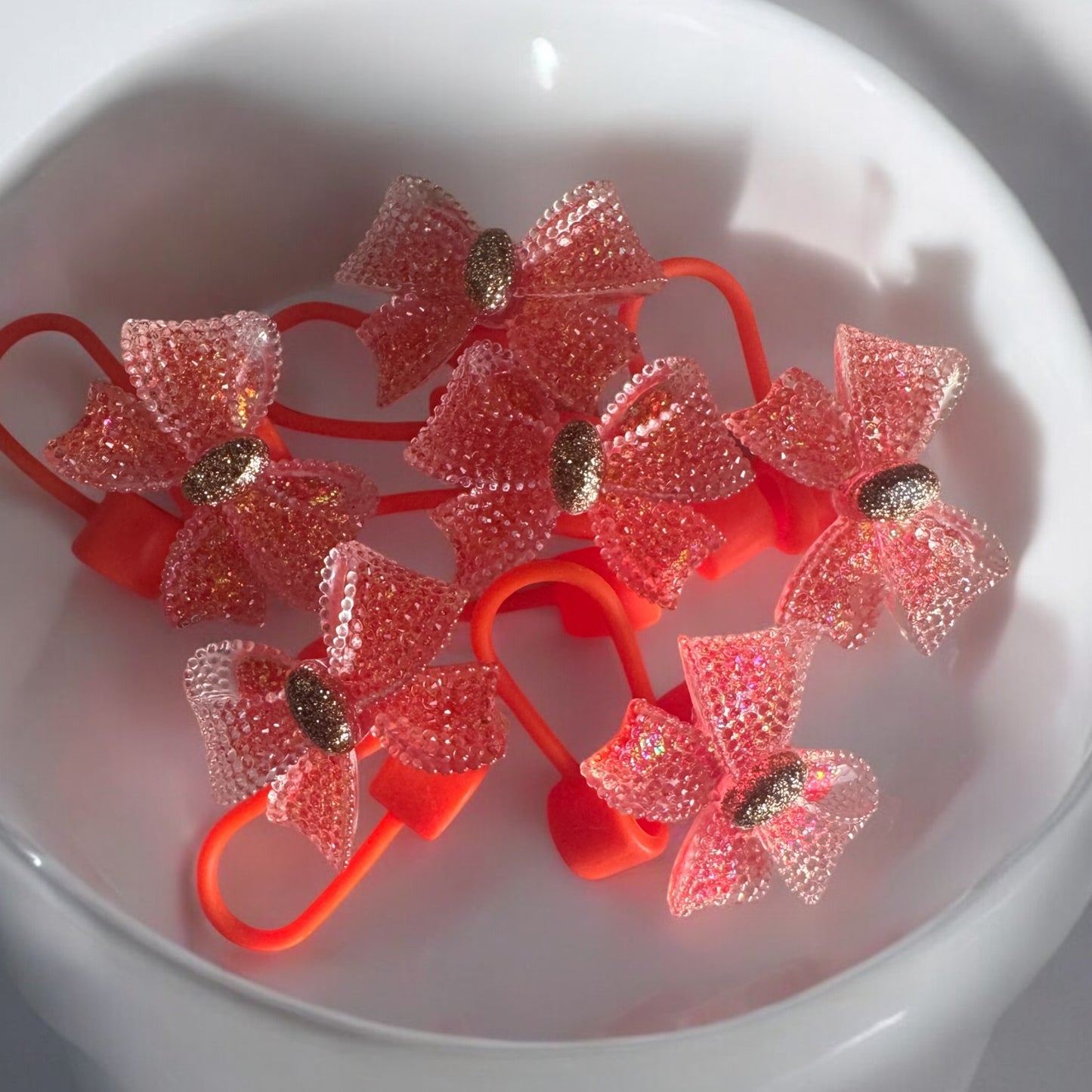 Orange Glam Bow | 10mm Straw Topper