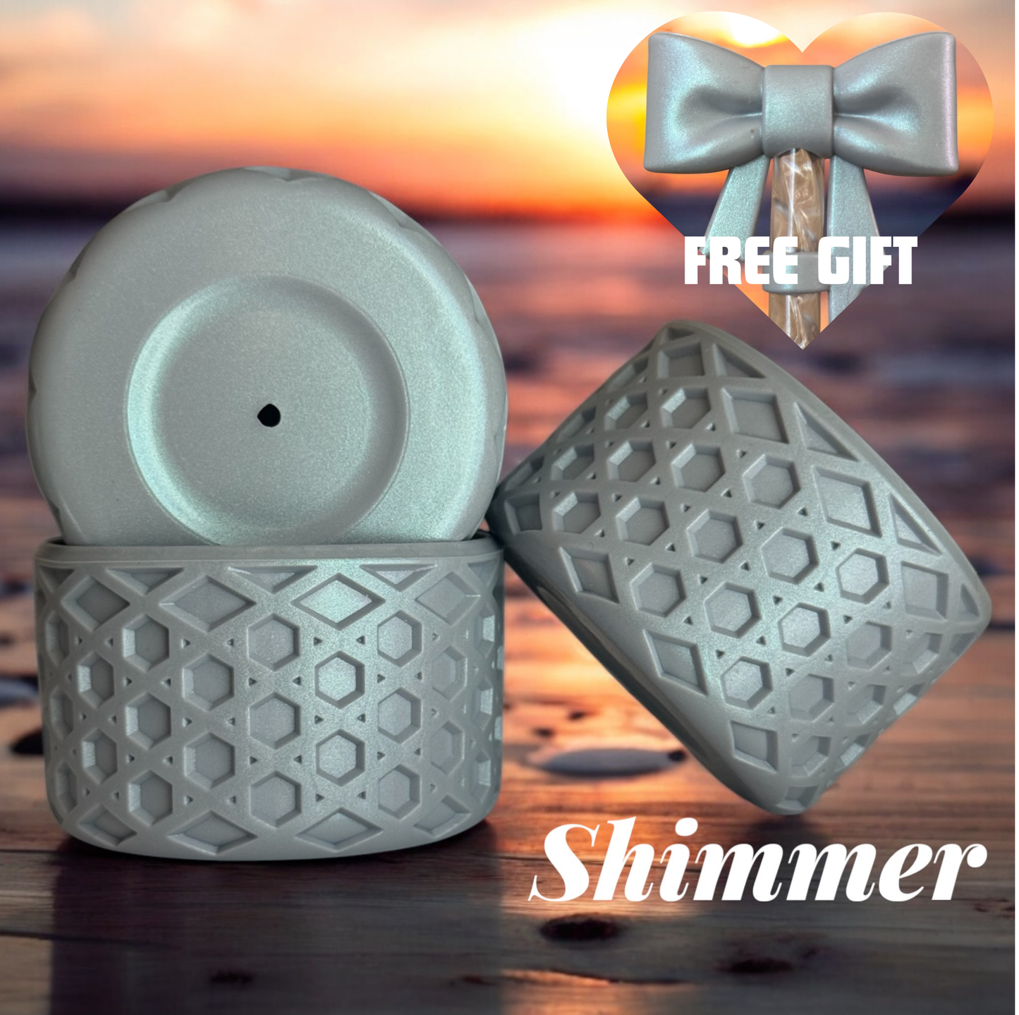 Light Gray Shimmer | Waffle | Silicone Tumbler Boot